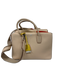 MCM Beige Leather Magnetic  Flap Multiple Straps Zip Pocket Hand Bag Beige