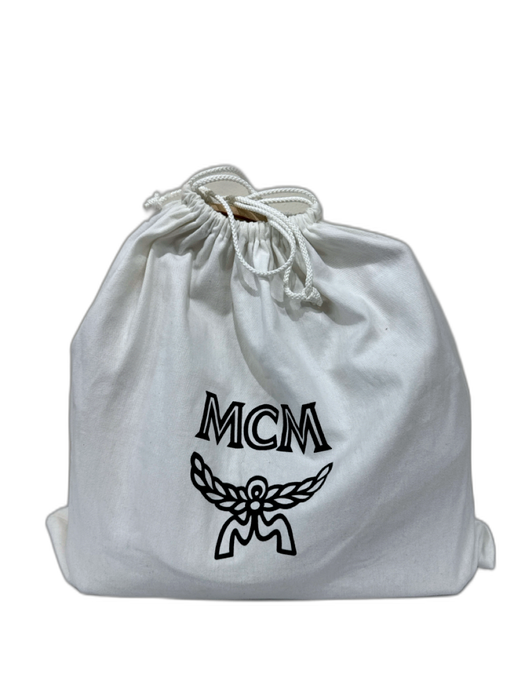 MCM Beige Leather Magnetic  Flap Multiple Straps Zip Pocket Hand Bag Beige