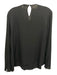 St. John Size 10 Black Silk Chain Detail Lace Panel Ruffle Accent Top Black / 10