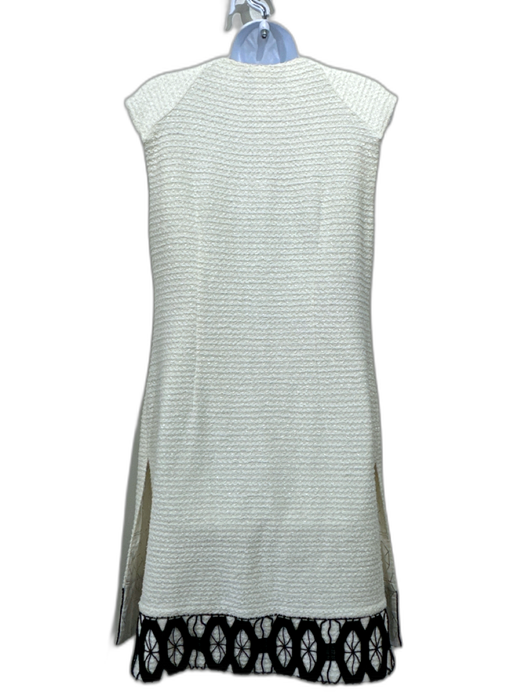 St. John Couture Size 8 White & Black Wool Blend Tweed Lace design Vest White & Black / 8