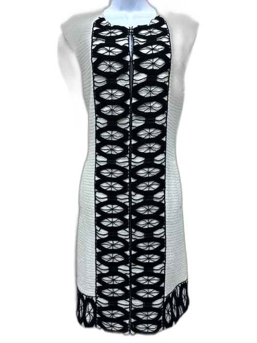 St. John Couture Size 8 White & Black Wool Blend Tweed Lace design Vest White & Black / 8