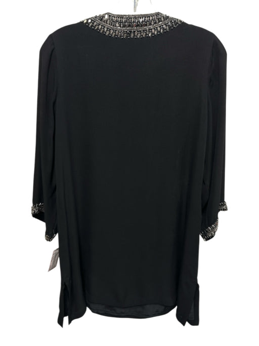 Elegant Blu Size One Size Black & Clear Silk Rhinestone Embellished Top Black & Clear / One Size