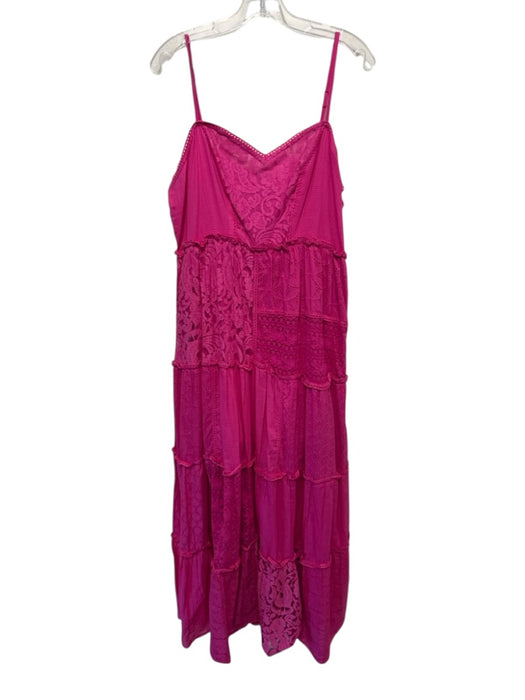 Bhanuni by Jyoti Size Large Fuchsia Cotton Blend Spaghetti Strap Maxi Dress Fuchsia / Large