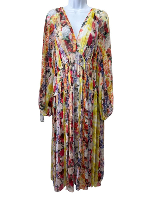 Zimmermann Size 3 Yellow, Red & Blue Silk Floral Long Balloon Sleeve Maxi Dress Yellow, Red & Blue / 3