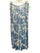 Lafayette 148 Size 8 White & Blue Polyester All Over Sequins Floral Print Pants White & Blue / 8
