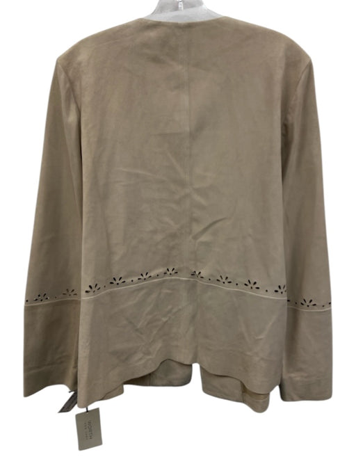 Worth Size Medium Beige Sueded Leather Long Sleeve Floral Eyelet Jacket Beige / Medium