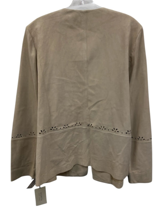 Worth Size Medium Beige Sueded Leather Long Sleeve Floral Eyelet Jacket Beige / Medium