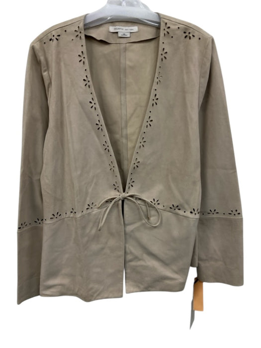Worth Size Medium Beige Sueded Leather Long Sleeve Floral Eyelet Jacket Beige / Medium
