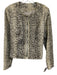 Elie Tahari Size Large Beige & Black Lamb leather Zip Front Chain Detail Jacket Beige & Black / Large