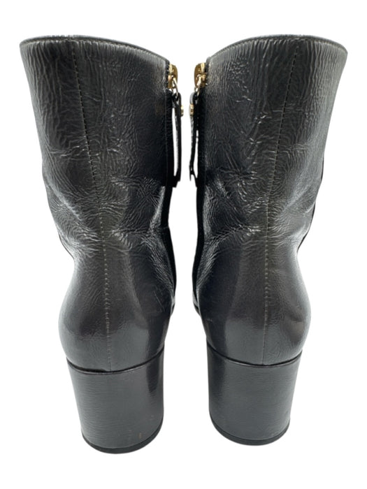 M. Gemi Shoe Size 40.5 Slate Gray Leather Upper Patent Leather Square Toe Boots Slate Gray / 40.5