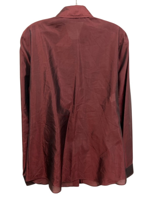 Dolce & Gabbana Size 46 Dark Red Silk Long Sleeve Shimmer Button Front Top Dark Red / 46
