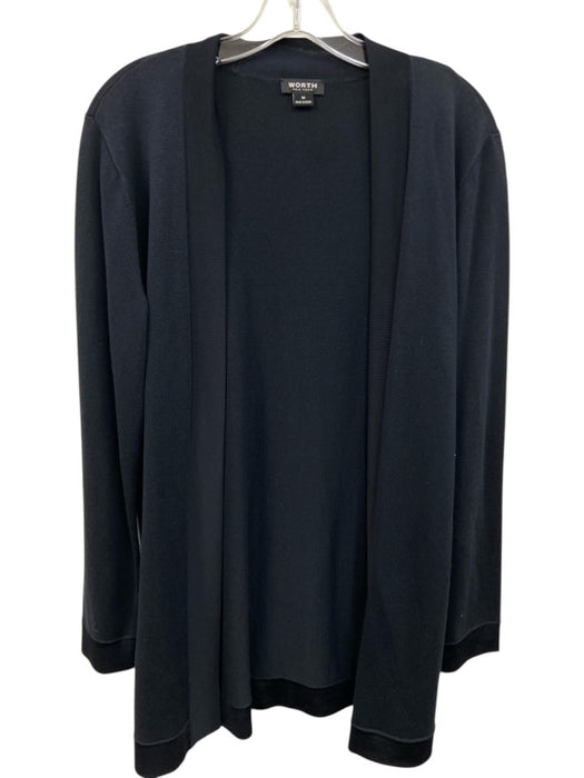 Worth Size Medium Navy Blue Silk Blend Long Sleeve Open Front Knit Sweater Navy Blue / Medium