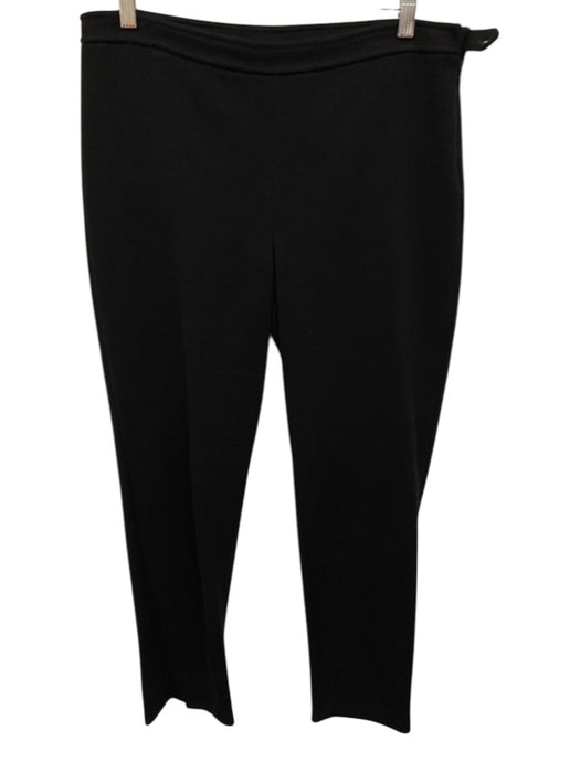 St John Caviar Size 10 Black Wool Blend High Rise Pockets Side Zip Tapered Pants Black / 10