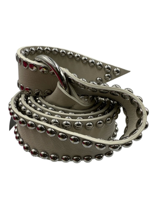 B-Low The Belt Light Gray & Silver Leather Circle Buckle Studded Belts Light Gray & Silver / One Size