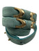 Elie Tahari Light Blue Full Grain Leather Peg Buckle Gold Hardware Thin Belts Light Blue / Medium