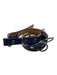 Max Mara Blue Leather Silver Hardware Croc Embossed Peg Clasp Thin Belts Blue / Large