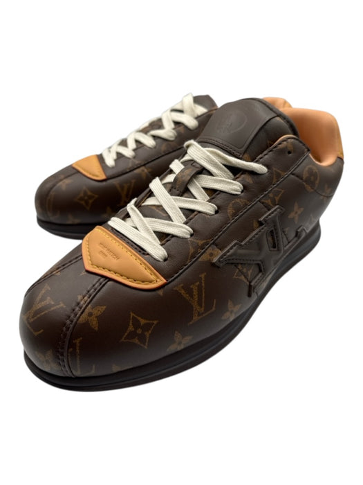 Louis Vuitton Shoe Size 10.5 New Brown Leather Monogram Sneaker Men's Shoes Brown / 10.5