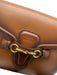 Gucci Brown Leather Web Stripe Crossbody Saddle Gold Hardware Bag Brown / Small