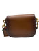 Gucci Brown Leather Web Stripe Crossbody Saddle Gold Hardware Bag Brown / Small