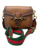 Gucci Brown Leather Web Stripe Crossbody Saddle Gold Hardware Bag Brown / Small
