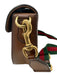 Gucci Brown Leather Web Stripe Crossbody Saddle Gold Hardware Bag Brown / Small
