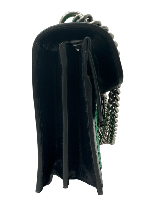Gucci Green & Navy Wool Leather Silver Hardware Flap Chain Bag Green & Navy / S/M