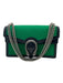 Gucci Green & Navy Wool Leather Silver Hardware Flap Chain Bag Green & Navy / S/M