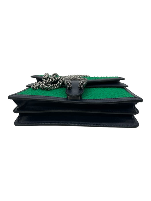 Gucci Green & Navy Wool Leather Silver Hardware Flap Chain Bag Green & Navy / S/M