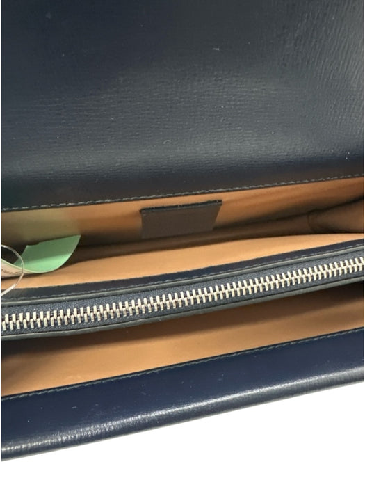 Gucci Green & Navy Wool Leather Silver Hardware Flap Chain Bag Green & Navy / S/M