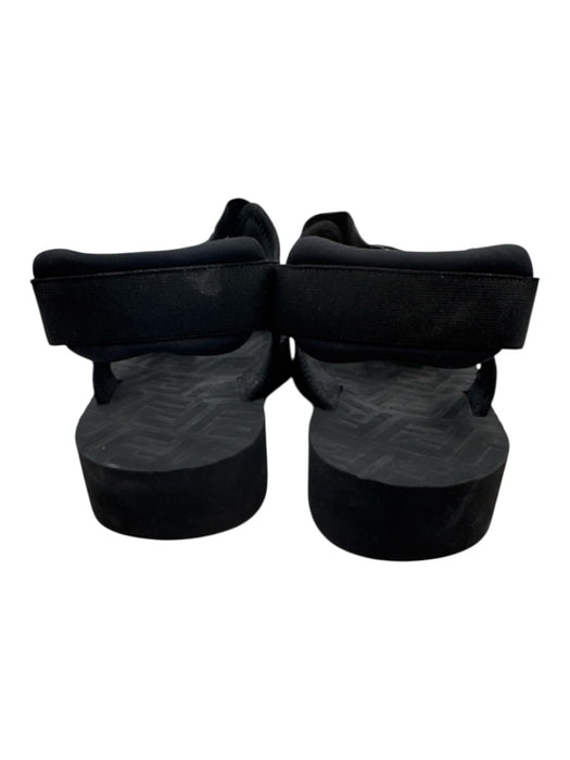 Fendi Shoe Size 10 Black Textile Toe Strap Zucca Monogram Mesh Sandals Black / 10