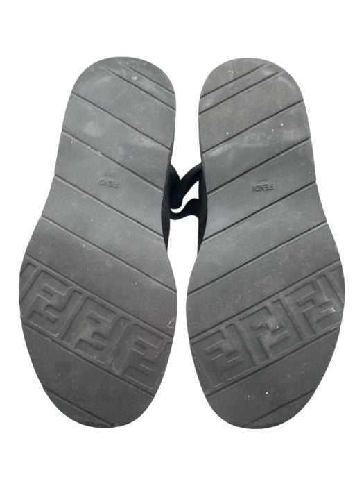 Fendi Shoe Size 10 Black Textile Toe Strap Zucca Monogram Mesh Sandals Black / 10