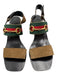 Gucci Shoe Size 42 Black, Brown & Multi Leather & Wood Square Toe Sandals Black, Brown & Multi / 42