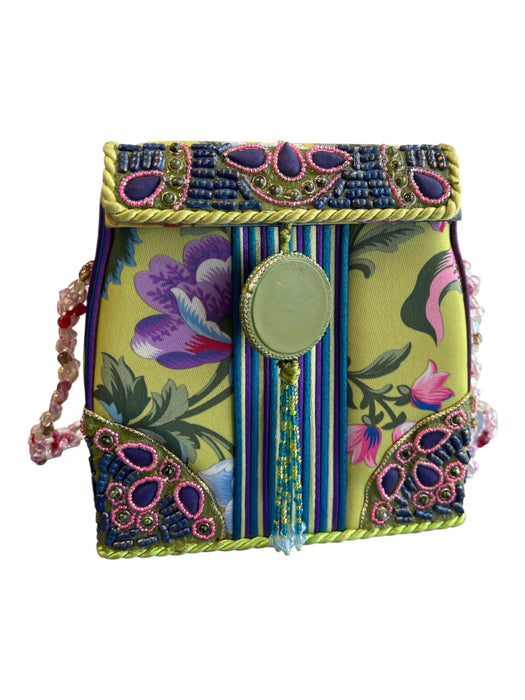 Mary Frances Green & Multi Manmade Material floral print Beaded Design Bag Green & Multi / S