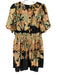 Adelyn Rae Size M Black & Multi Polyester V Neck Floral Puff Sleeve Mini Dress Black & Multi / M