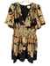 Adelyn Rae Size M Black & Multi Polyester V Neck Floral Puff Sleeve Mini Dress Black & Multi / M