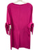 CeCe Size S Pink Poly Blend Wide Neck 1/2 Sleeve Zip Back Bow Detail Dress Pink / S