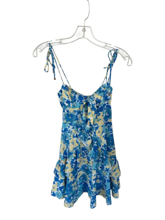 Hello Molly Size 2 Blue & Yellow Polyester Tie Straps Flowers Dress Blue & Yellow / 2