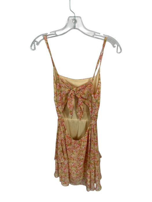 Morgan & Co. Size XS Yellow & Orange Polyester Spaghetti Strap Flowers Dress Yellow & Orange / XS