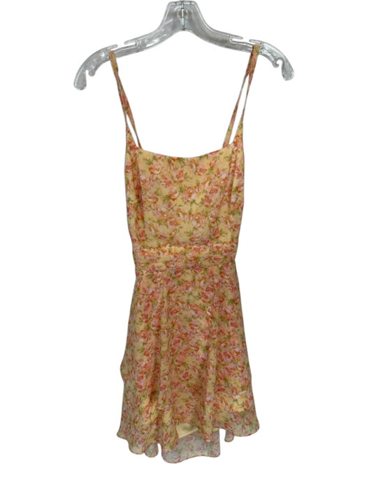 Morgan & Co. Size XS Yellow & Orange Polyester Spaghetti Strap Flowers Dress Yellow & Orange / XS