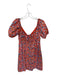 Wayf Size S Orange & Blue Cotton Short Balloon Sleeve Flowers Back Zip Dress Orange & Blue / S