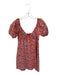 Wayf Size S Orange & Blue Cotton Short Balloon Sleeve Flowers Back Zip Dress Orange & Blue / S