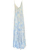 Misa Size M White & Blue Polyester Spaghetti Strap Palm Leaves Racerback Dress White & Blue / M