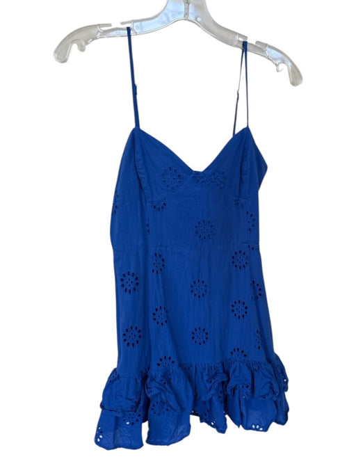 Aqua Size M Blue Cotton Spaghetti Strap Eyelet Dress Blue / M