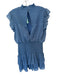 Aqua Size M Slate Blue Polyester Blend Flutter Sleeves smocked Swiss Dot Dress Slate Blue / M