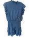 Aqua Size M Slate Blue Polyester Blend Flutter Sleeves smocked Swiss Dot Dress Slate Blue / M