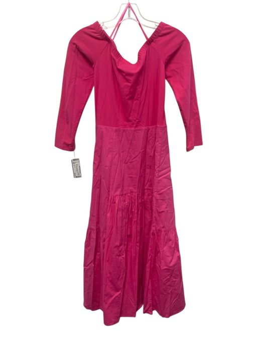 Tuckernuck Size S Pink Cotton Off Shoulder Tiered Long Sleeve Dress Pink / S