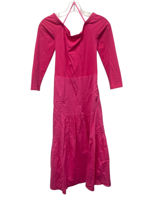 Tuckernuck Size S Pink Cotton Off Shoulder Tiered Long Sleeve Dress Pink / S
