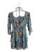 Alice & Olivia Size 4 Blue & Multi Viscose & Silk 3/4 Sleeve Floral Dress Blue & Multi / 4