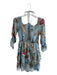 Alice & Olivia Size 4 Blue & Multi Viscose & Silk 3/4 Sleeve Floral Dress Blue & Multi / 4