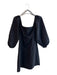 Pomander Place Size S Black Cotton Balloon Sleeve solid color Shirred Back Dress Black / S